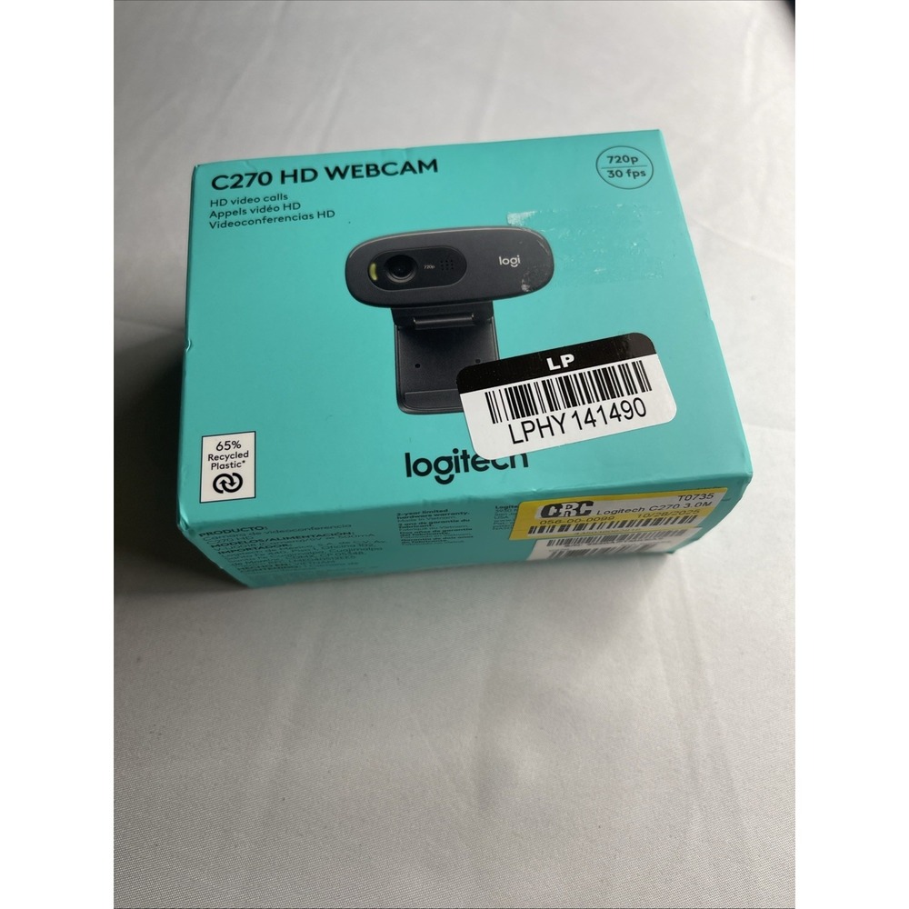 Logitech C270 HD Webcam Video Calls High Definition 720p Built-In Mic*New